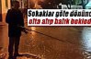 Göle dönen yolda olta atıp balık bekledi