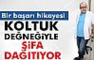 Koltuk değneğiyle şifa dağıtıyor