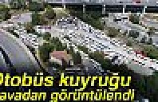 Kuyruk havadan görüntülendi