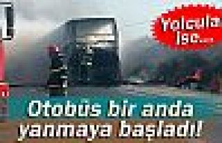 Otobüs bir anda yanmaya başladı!