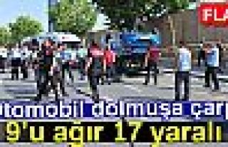 OTOMOBİL DOLMUŞA ÇARPTI!