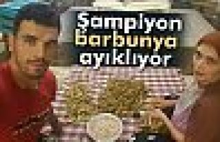 Şampiyon barbunya ayıklıyor