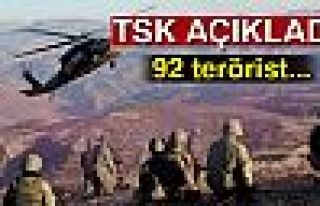TSK: 'Bir haftada 92 terörist etkisiz hale getirildi'